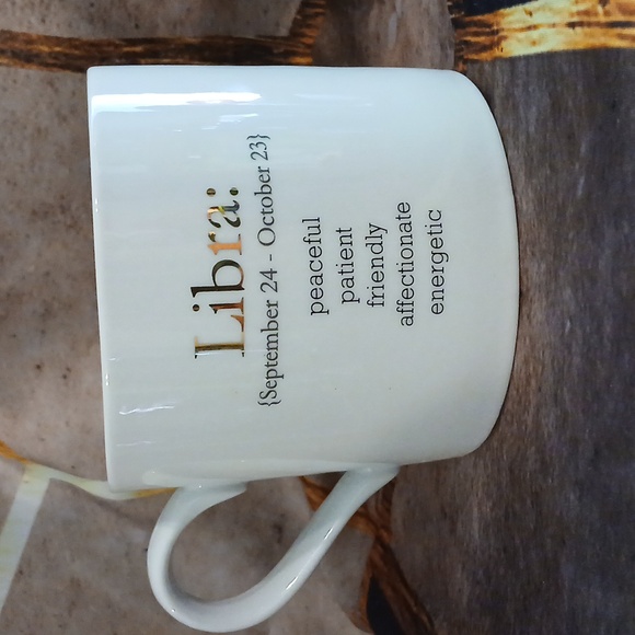 World Market Zodiac Mug Libra Large Heavy White Gold Coffee mug - Picture 3 of 5